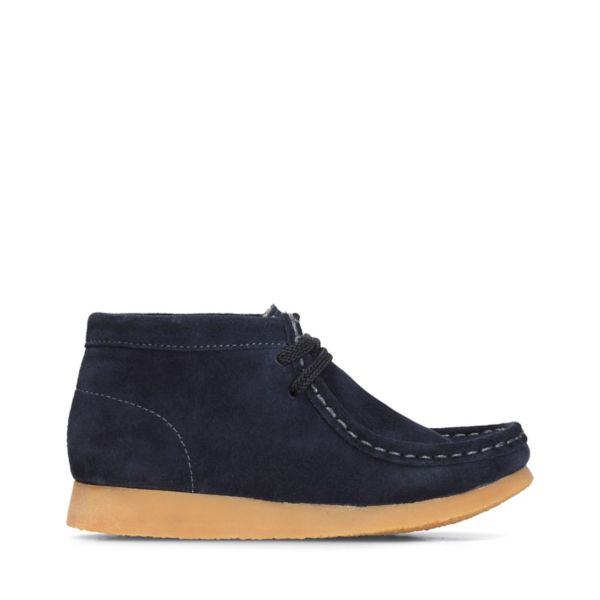 Clarks Boys Wallabee Boot Casual Shoes Navy | USA-9123846